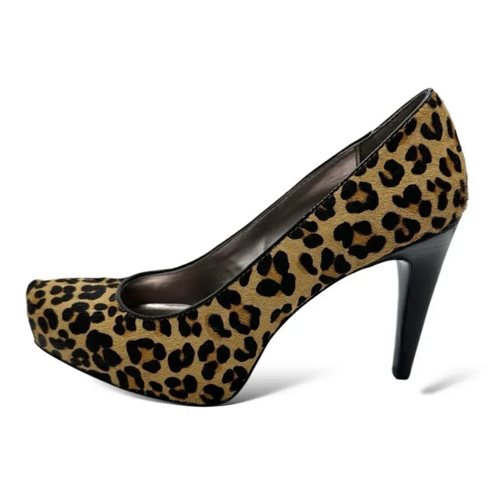 Calvin‎ Klein Retro Colette Trending Leopard Calf Hair Platform Pumps Sz 8
